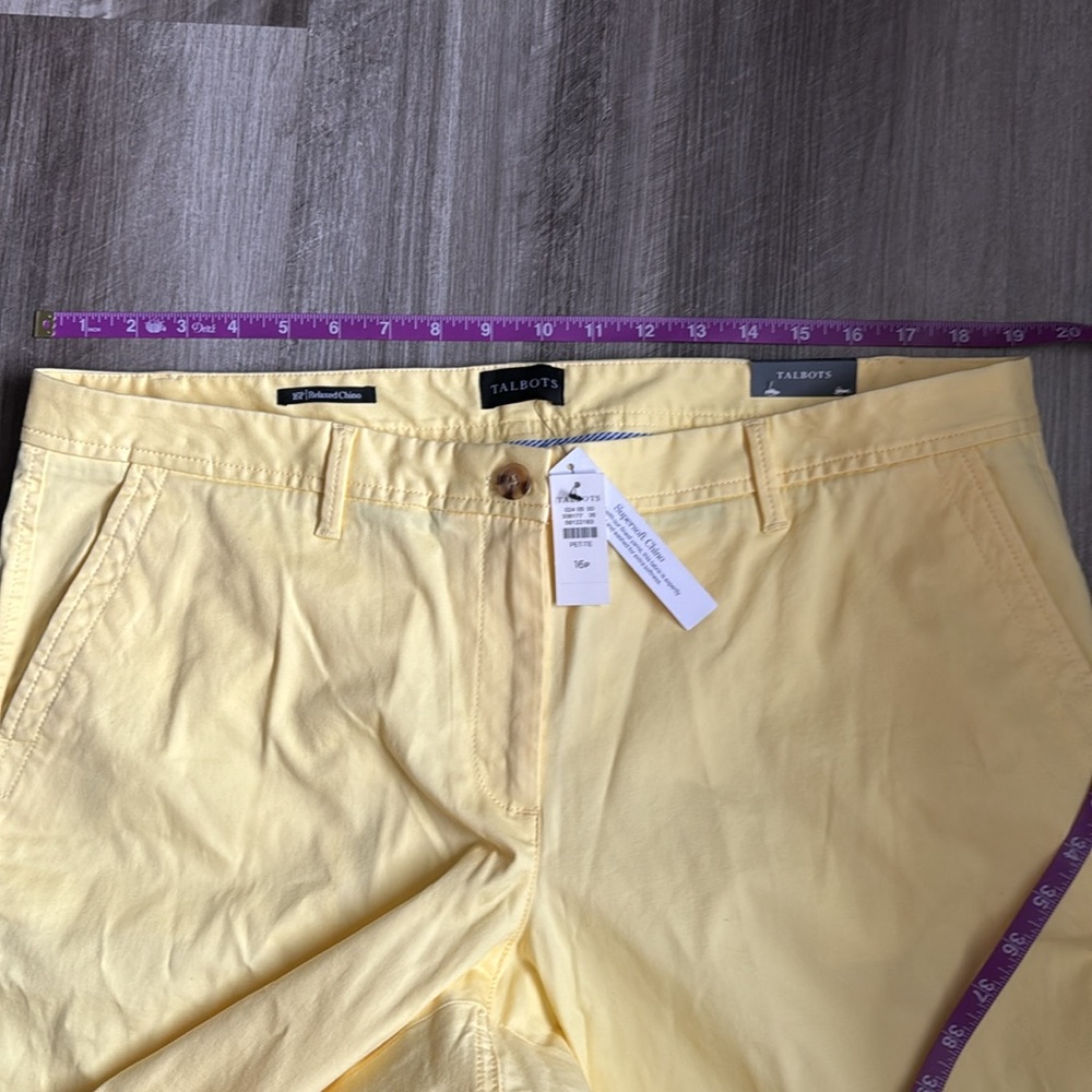 NEW Talbots 16 Petite relaxed chino pants women’s yellow below waist ankle $90 - Picture 6 of 8